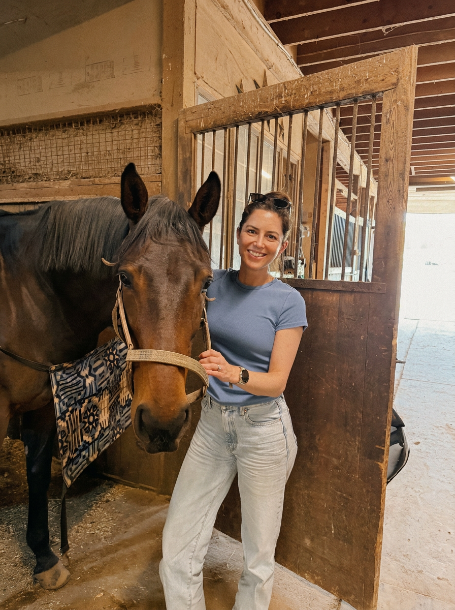 Jillian Nielsen with her chestnut horse